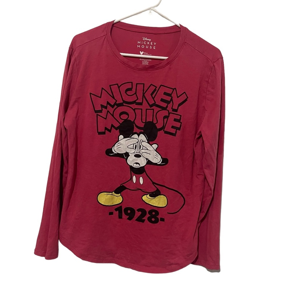 Disney Shirt Girls XL Pink Mickey Mouse Cotton‎ Polyester Lightweight Casual Top